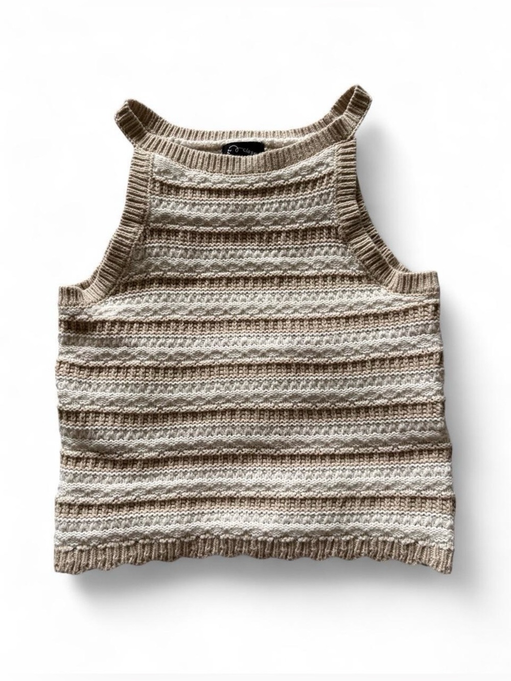 art class girls Striped Knit Tank - Cream & Tan cropped top bohemian